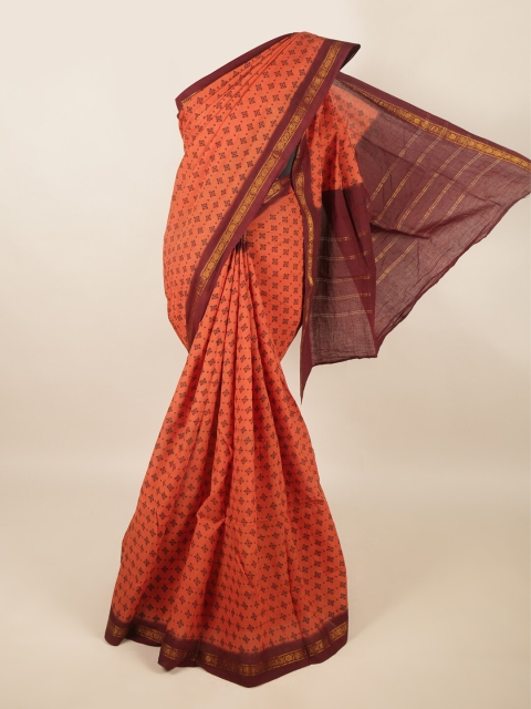 

Pothys Rust & Brown Ethnic Motifs Pure Cotton Saree