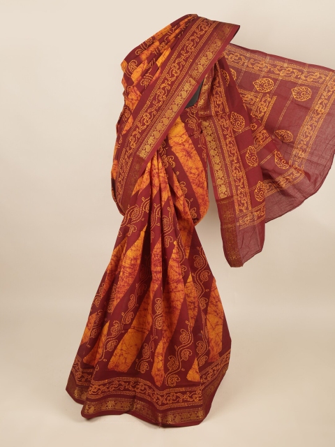 

Pothys Brown & Orange Ethnic Motifs Pure Cotton Saree