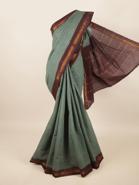 

Pothys Green & Maroon Printed Zari Pure Cotton Saree