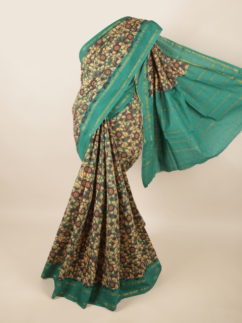 

Pothys Green & Beige Floral Pure Cotton Saree