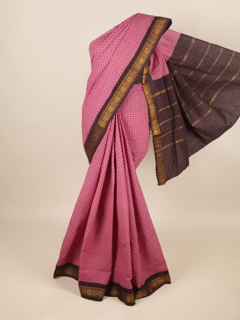 

Pothys Mauve & Blue Printed Pure Cotton Saree