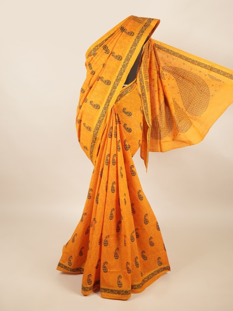 

Pothys Yellow & Grey Ethnic Motifs Printed Pure Cotton Saree