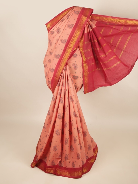 

Pothys Mauve & Gold-Toned Paisley Zari Pure Cotton Saree