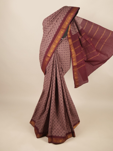 

Pothys Mauve & Brown Paisley Pure Cotton Saree