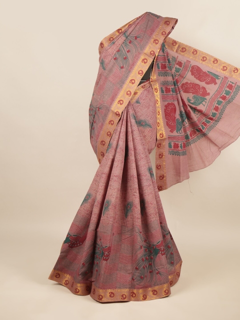 

Pothys Mauve & Pink Ethnic Motifs Printed Pure Cotton Saree