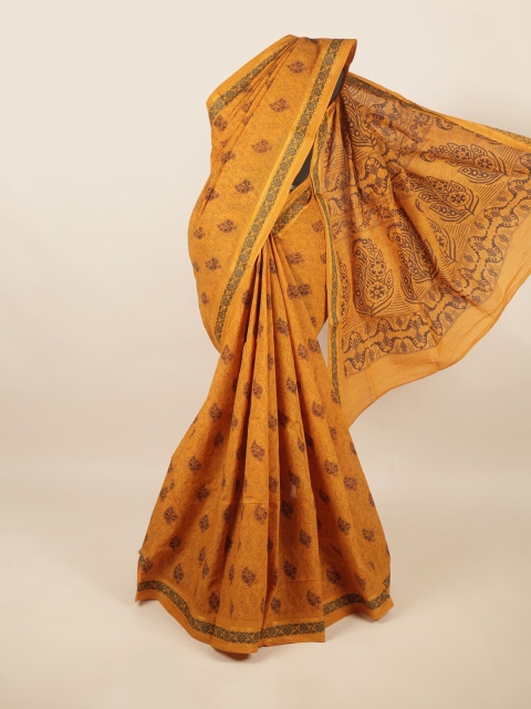 

Pothys Mustard & Brown Ethnic Motifs Pure Cotton Saree
