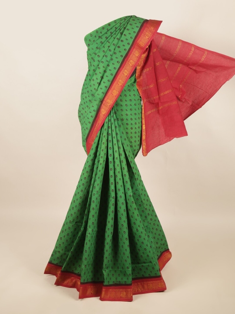 

Pothys Green & Red Paisley Pure Cotton Saree