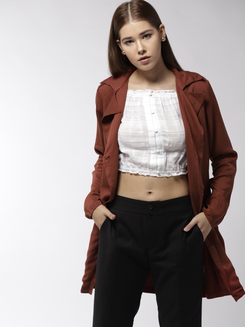 

FOREVER 21 Women Rust Brown Solid Tailored Jacket