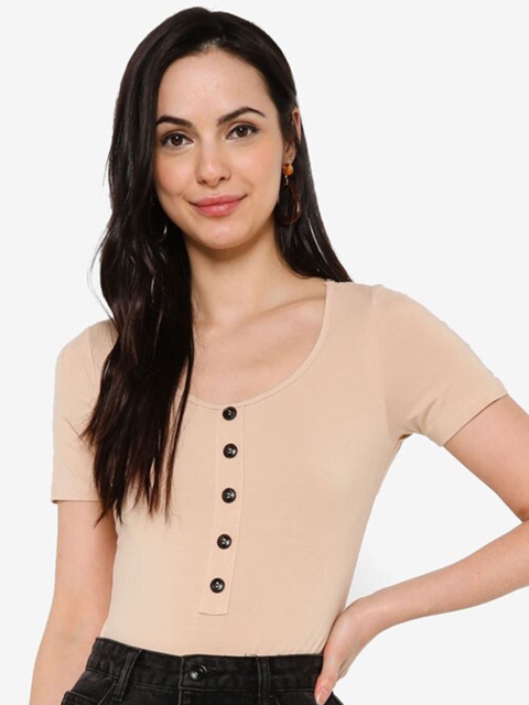 

ZALORA BASICS Beige Crop Top