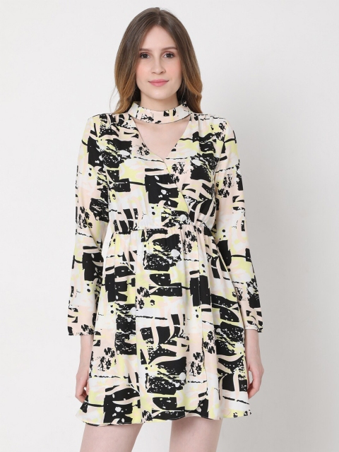 

Vero Moda Black & Cream-Coloured Mini Dress