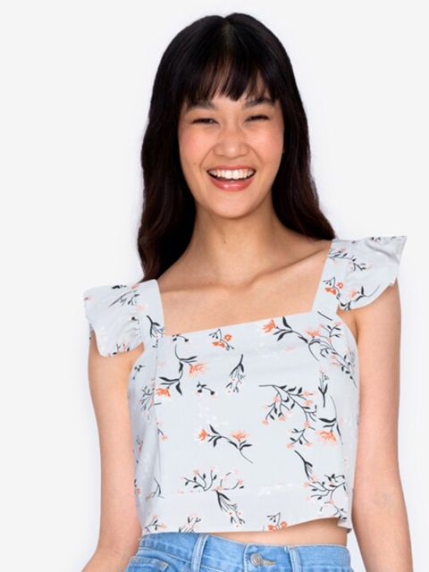 

ZALORA BASICS Women Multicoloured Floral Printed Crop Top, Multi