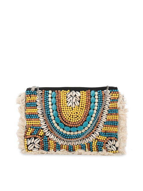 

gaura pakhi Women Black Embroidered Envelope Clutch