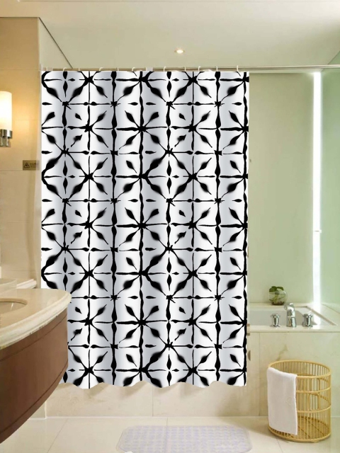 

Lushomes White & Black Printed Shower Curtain