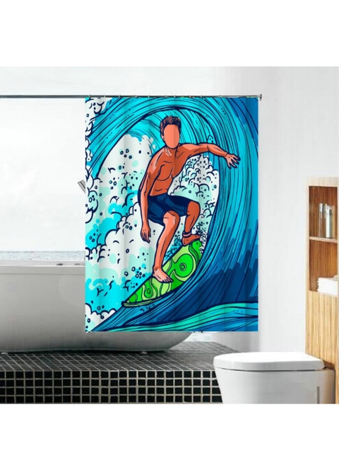 

Lushomes Blue & Green Printed Shower Curtain