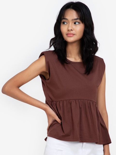 

ZALORA BASICS Brown Cinched Waist Top