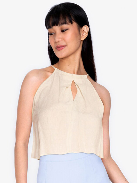 

ZALORA BASICS Beige Halter Neck Crop Top