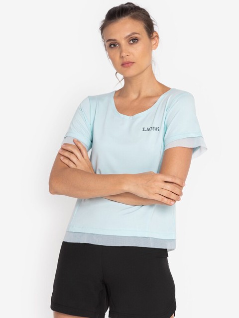 

ZALORA ACTIVE Green Mesh Panel Short Sleeve Top
