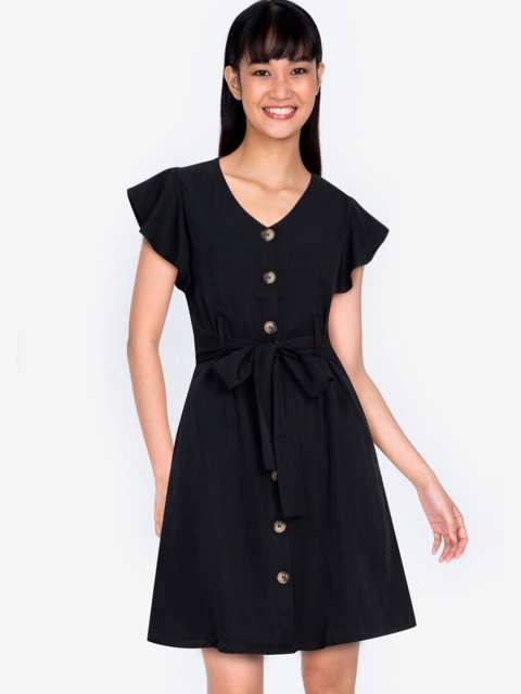 

ZALORA BASICS Women Black Belted Dress
