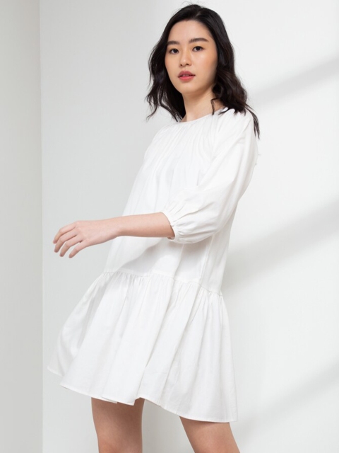

ORIGIN BY ZALORA Women White Organic Cotton Drop-Waist Dress