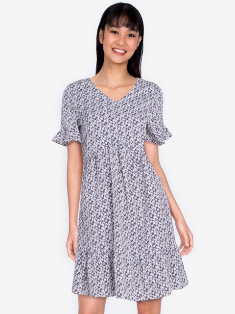 

ZALORA BASICS Multicoloured Floral A-Line Dress, Multi