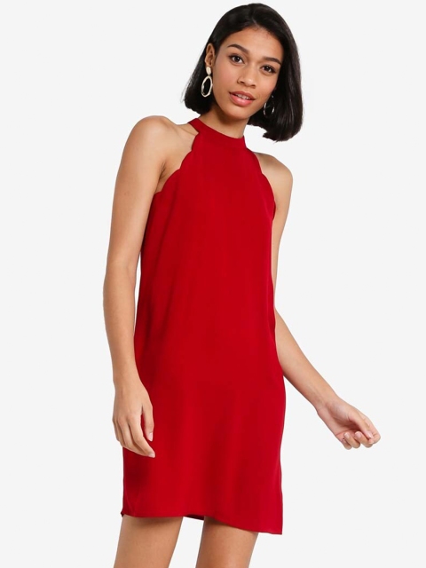 

ZALORA BASICS Red Halter Neck A-Line Dress