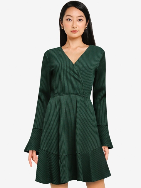 

ZALORA BASICS Women Green Striped Dress