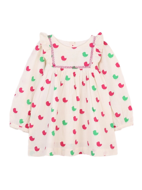 

My Little Lambs Girls Off-White Printed Shift Dress