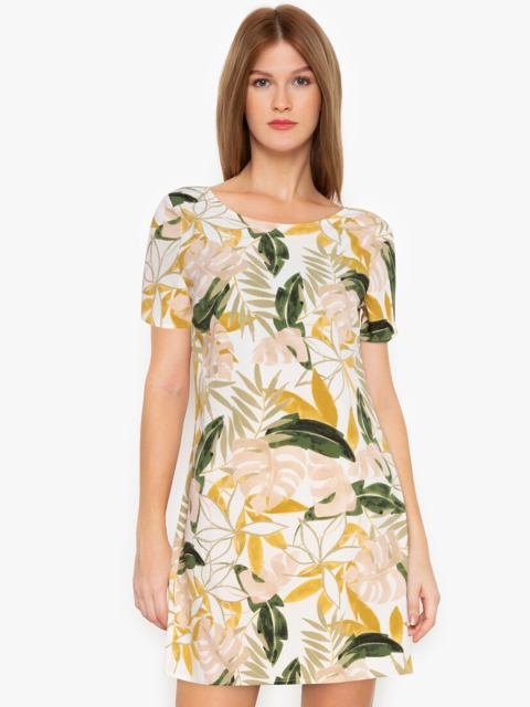 

ZALORA BASICS White & Green Tropical T-shirt Mini Dress