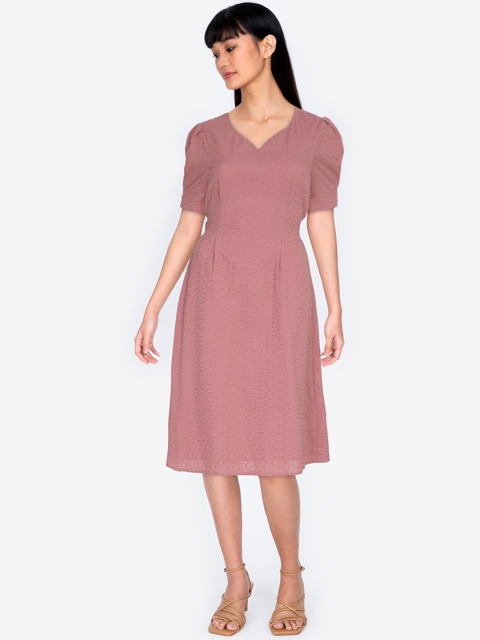 

ZALORA BASICS Pink Pure Cotton A-Line Dress