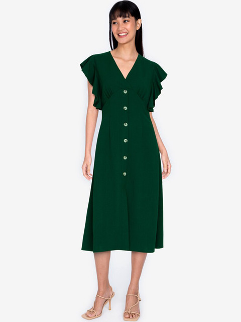 

ZALORA BASICS Green A-Line Midi Dress