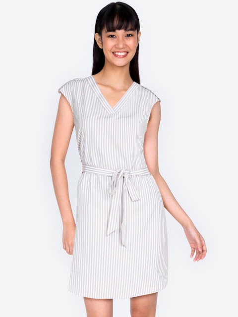 

ZALORA BASICS Multicoloured Striped Tie Back A-Line Dress, Multi