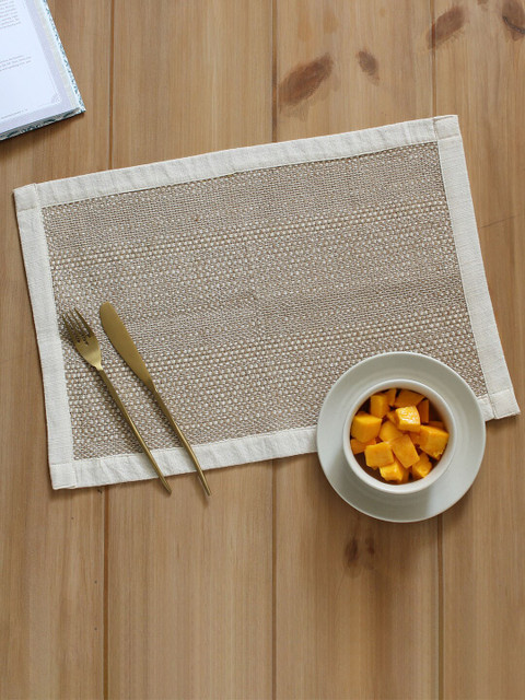 

House This Beige Embroidered Cotton Rectangular Table Placemat