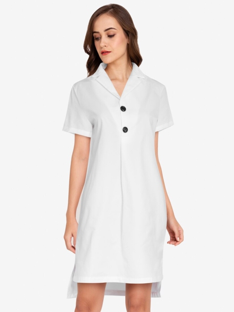 

ZALORA WORK White Lapel Shirt Dress