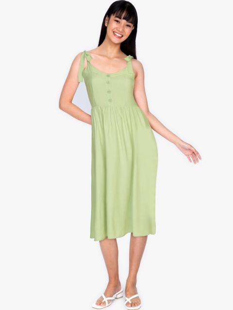

ZALORA BASICS Green Tie Strap Midi Dress