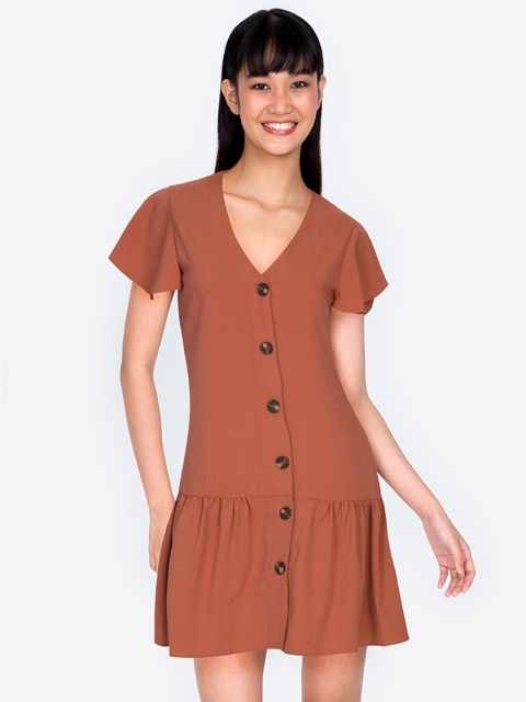 

ZALORA BASICS Orange Drop-Waist Mini Dress