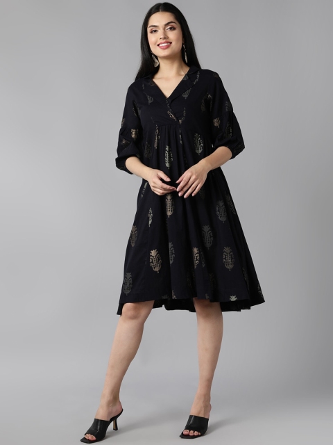 

AHIKA Woman Black Floral Dress