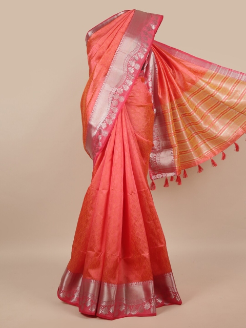 

Pothys Pink & Silver Woven Design Saree