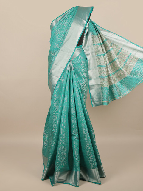 

Pothys Women Blue Printed Jute Silk Saree