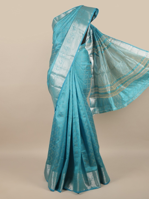 

Pothys Blue & Silver Woven Design Saree