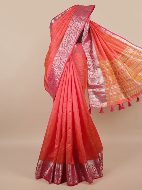 

Pothys Pink & Silver Woven Design Saree