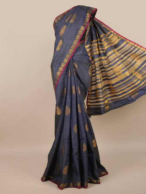 

Pothys Women Blue Printed Jute Silk Saree