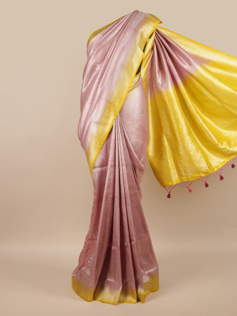 

Pothys Pink & Yellow Woven Design Jute Silk Saree