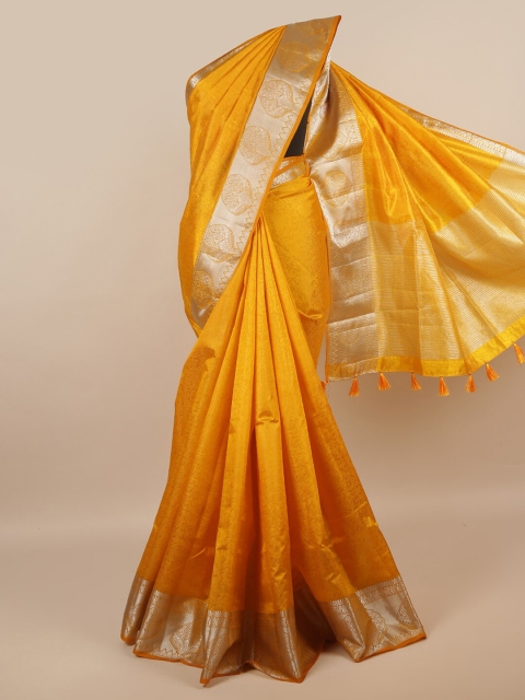 

Pothys Yellow & Silver Woven Design Saree