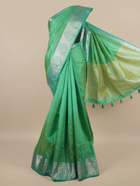 

Pothys Women Green Printed Jute Silk Saree