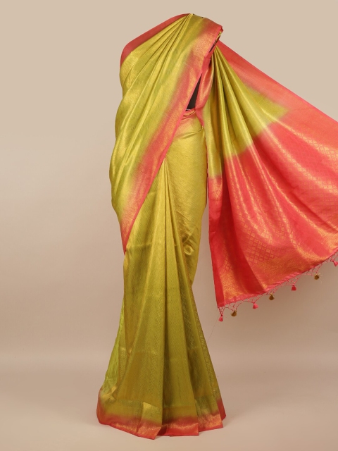 

Pothys Green & Pink Ethnic Motifs Zari Jute Silk Saree