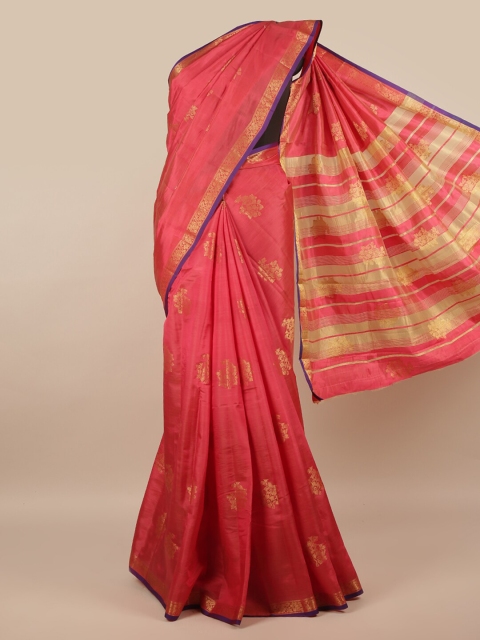 

Pothys Pink & Gold-Toned Ethnic Motifs Zari Jute Silk Saree