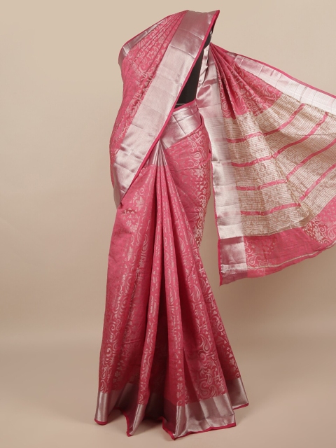 

Pothys Pink Paisley Jute Silk Saree