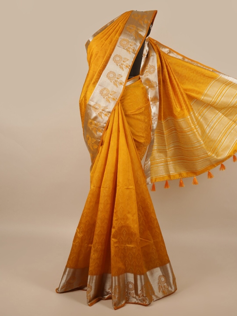 

Pothys Mustard Woven Design Jute Silk Saree