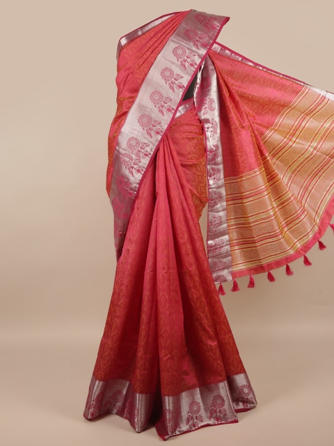 

Pothys Magenta & Silver Ethnic Motifs Jute Silk Saree