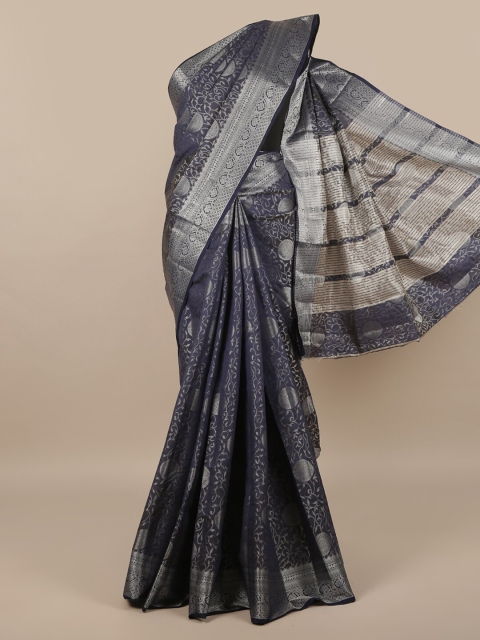 

Pothys Charcoal & Silver-Toned Woven Design Zari Jute Silk Saree